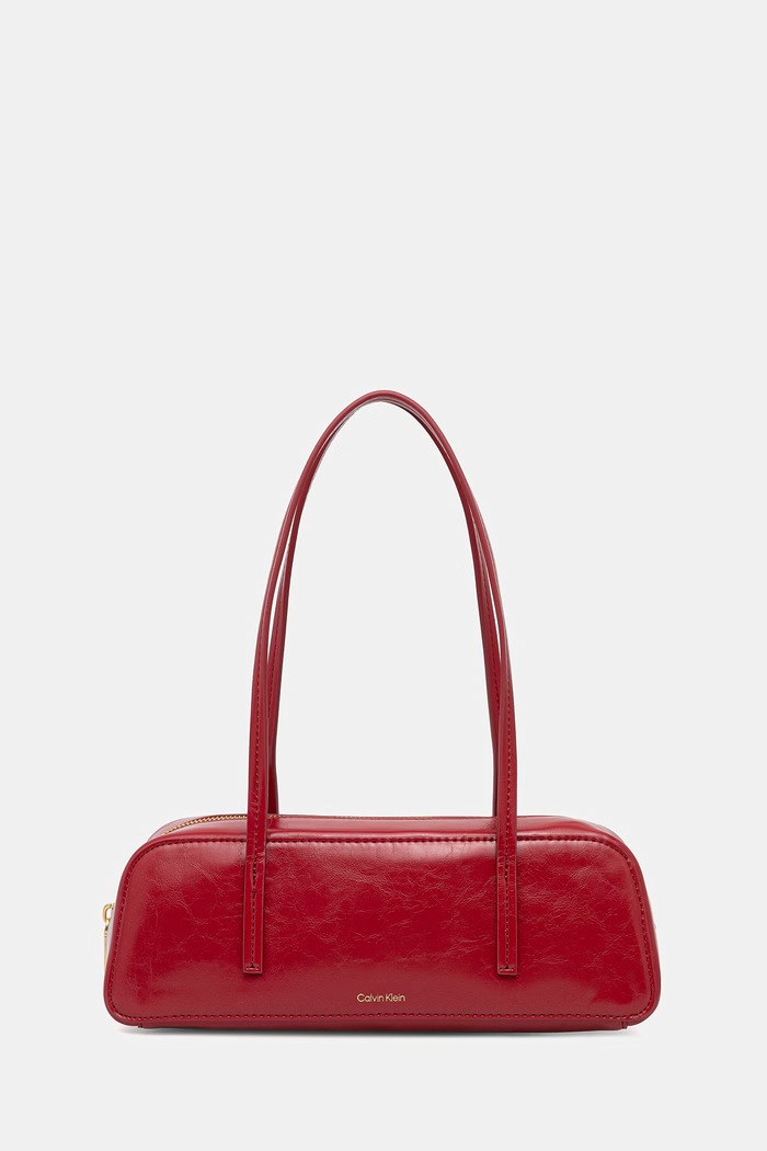 Calvin Klein kabelka typu baguette dámska z imitácie kože červená LV04F3638G