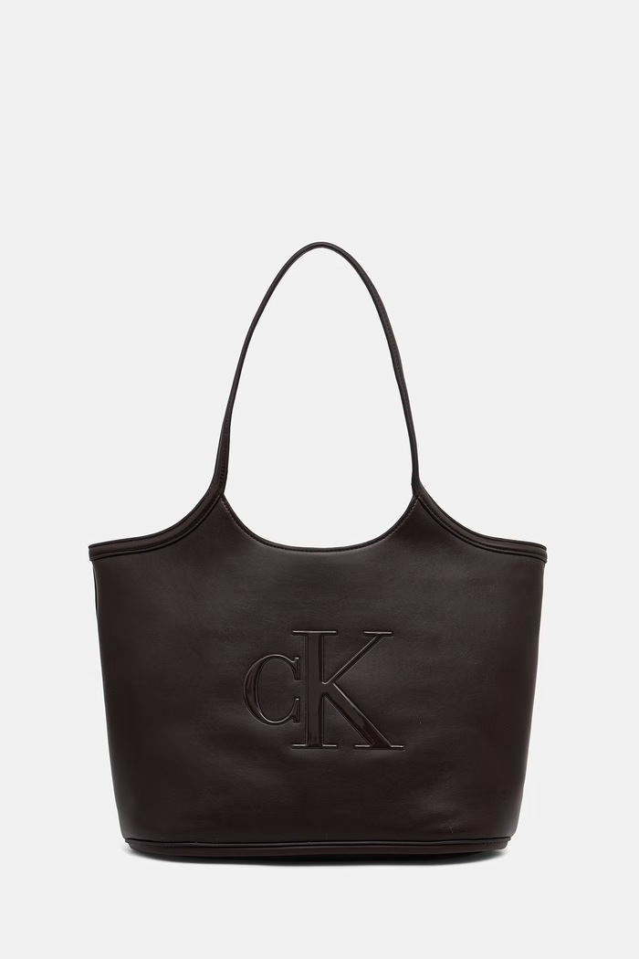 Calvin Klein torebka shopper damska z imitacji skóry brązowy LV04F3562G