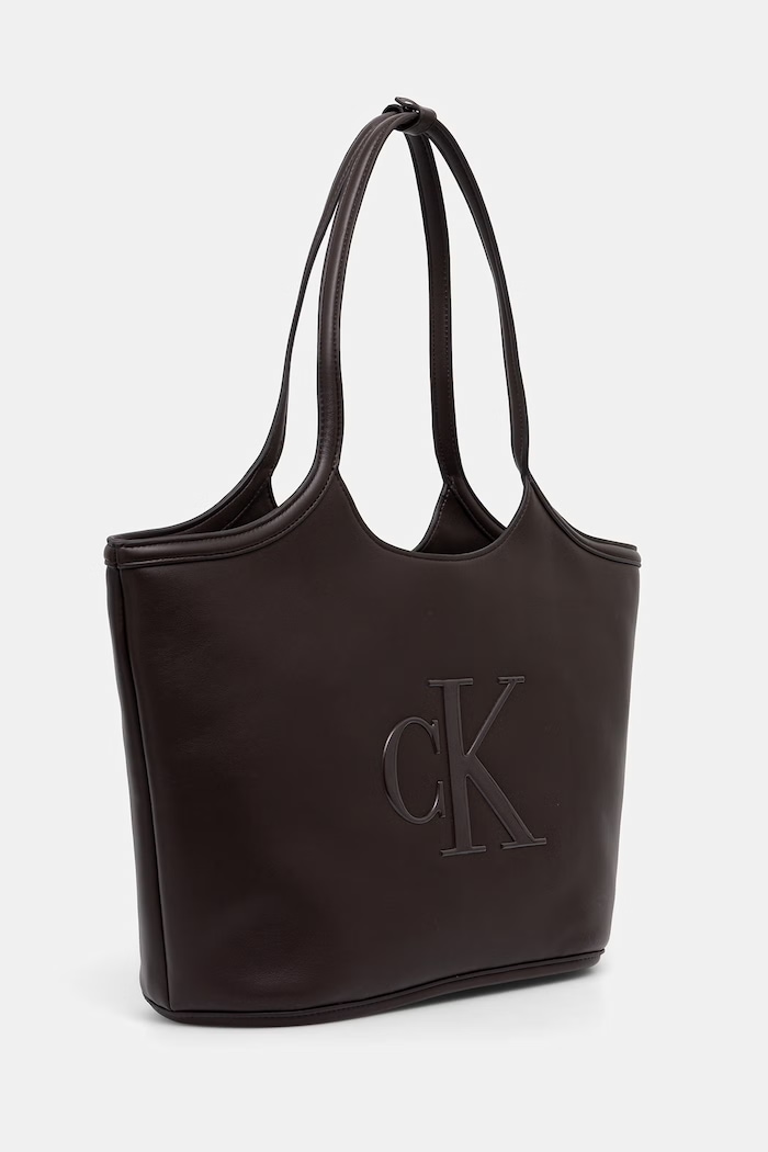 Calvin Klein torebka shopper damska z imitacji skóry LV04F3562G brązowy AW26