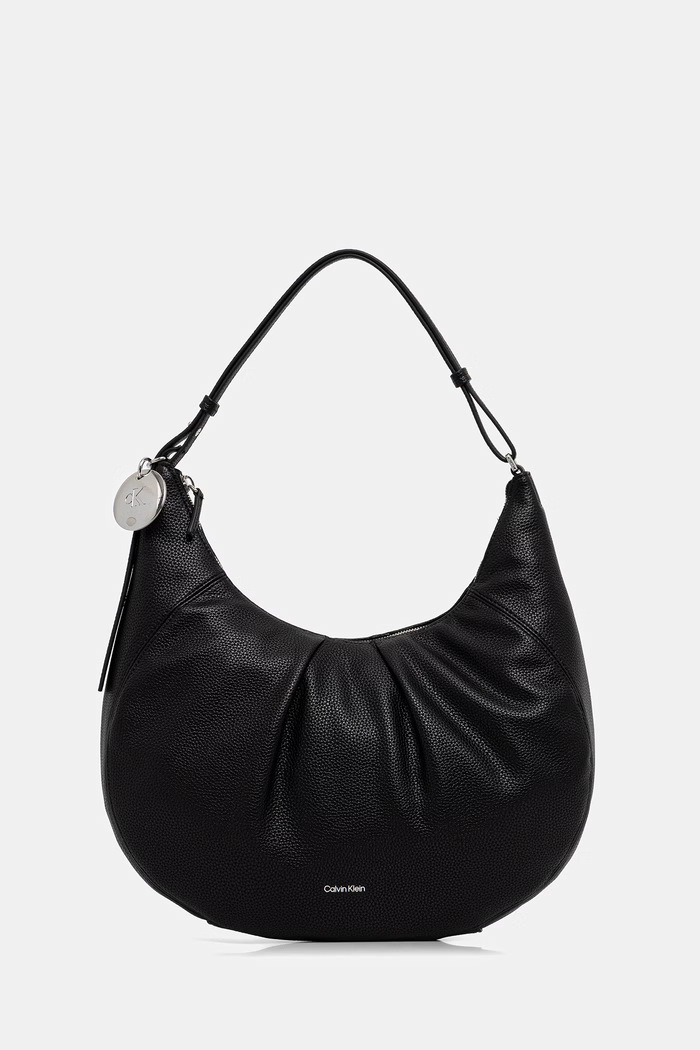 Calvin Klein kabelka hobo dámska z imitácie kože čierna LV04F3555G
