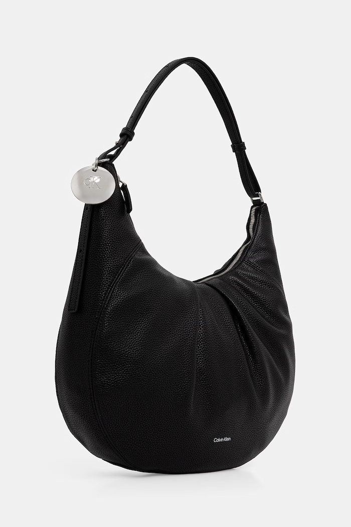 Calvin Klein kabelka hobo dámska z imitácie kože LV04F3555G čierna AW26