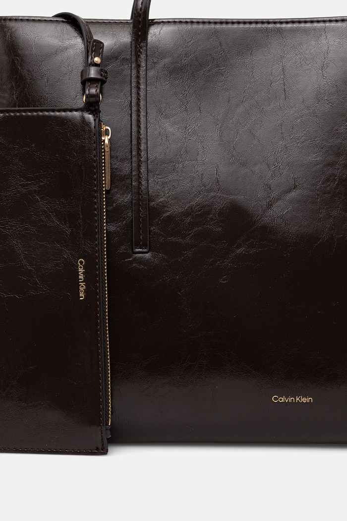 Calvin Klein torebka shopper damska z imitacji skóry brązowy LV04F3537G