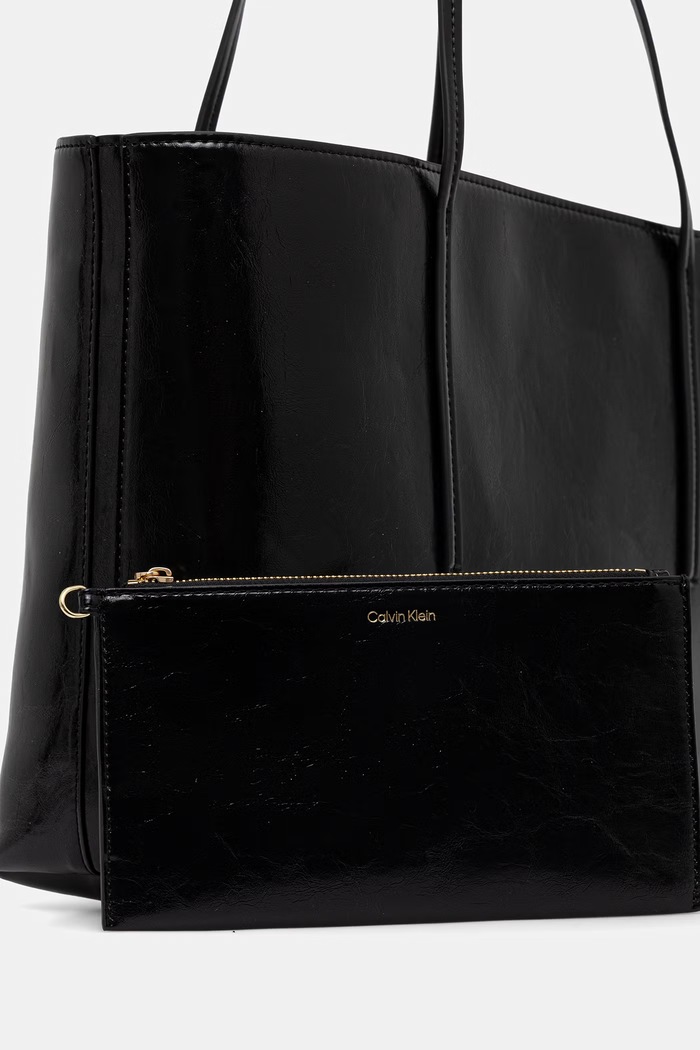 Calvin Klein geantă shopper pentru femei, cu imitație de piele negru LV04F3537G