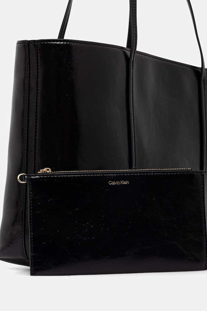 Calvin Klein geantă shopper pentru femei, cu imitație de piele negru LV04F3537G