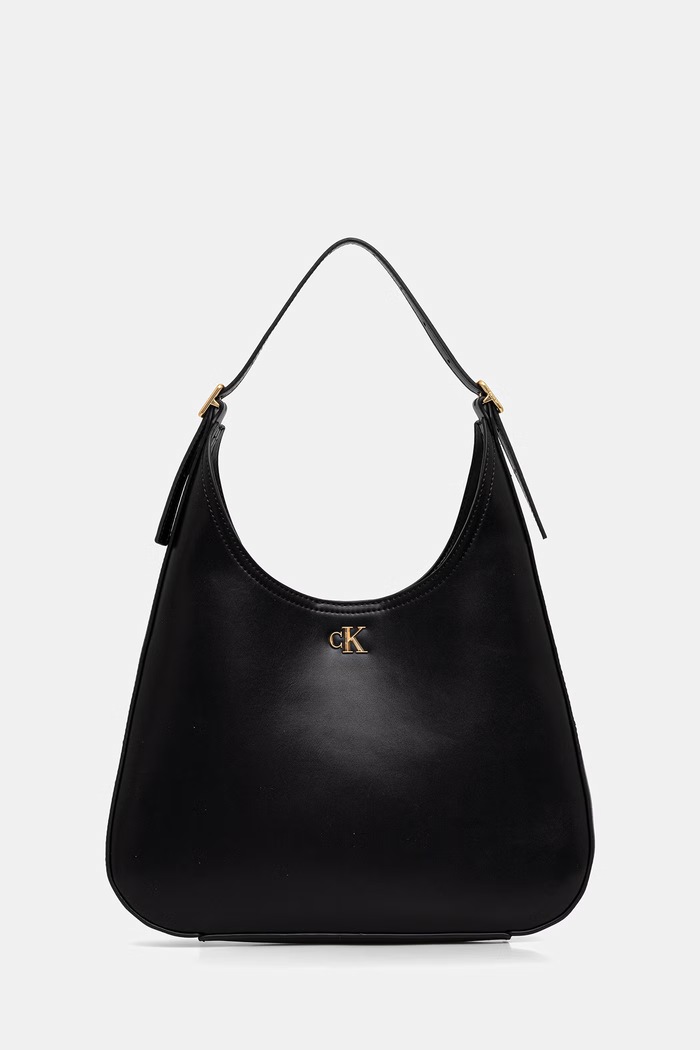 Calvin Klein torebka hobo damska z imitacji skóry czarny LV04F3522G