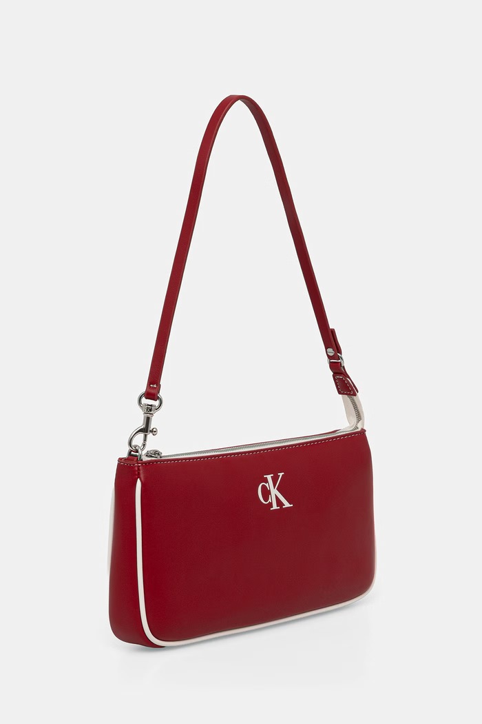 Calvin Klein torebka hobo damska z imitacji skóry LV04F1220G czerwony AW26