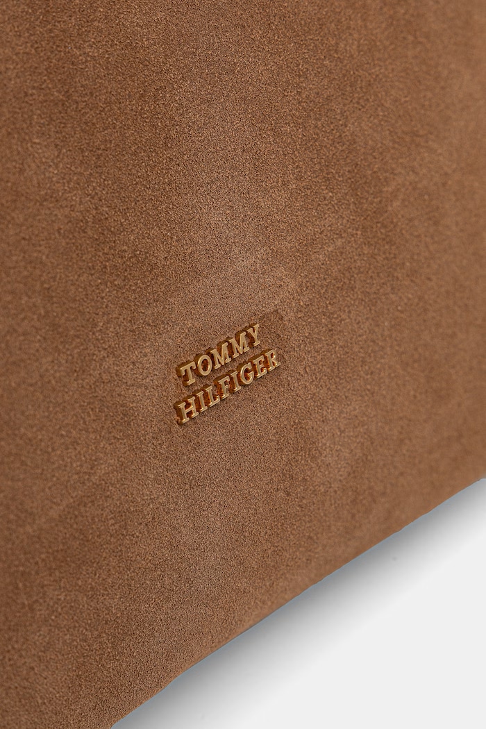 Tommy Hilfiger geantă shopper pentru femei, din piele întoarsă maro AW0AW18824