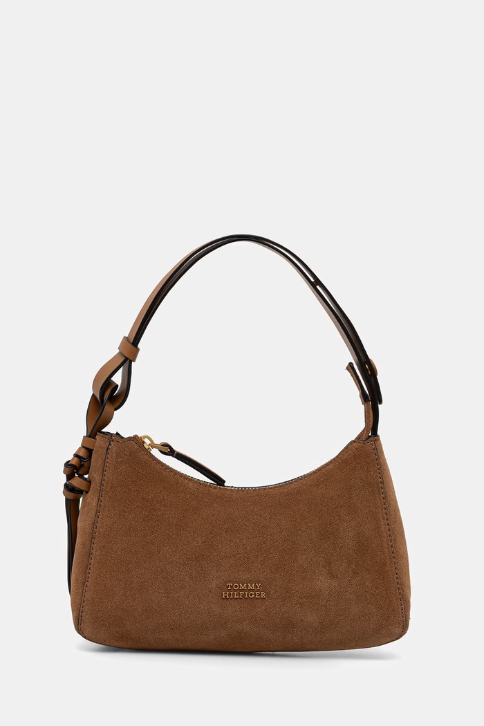 Tommy Hilfiger geantă shopper pentru femei piele întoarsă maro AW0AW18823