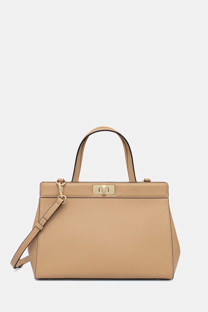 Tommy Hilfiger torebka shopper damska z imitacji skóry beżowy AW0AW18729