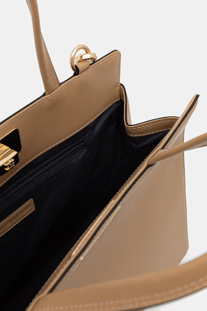 Tommy Hilfiger torebka shopper damska z imitacji skóry AW0AW18729 beżowy