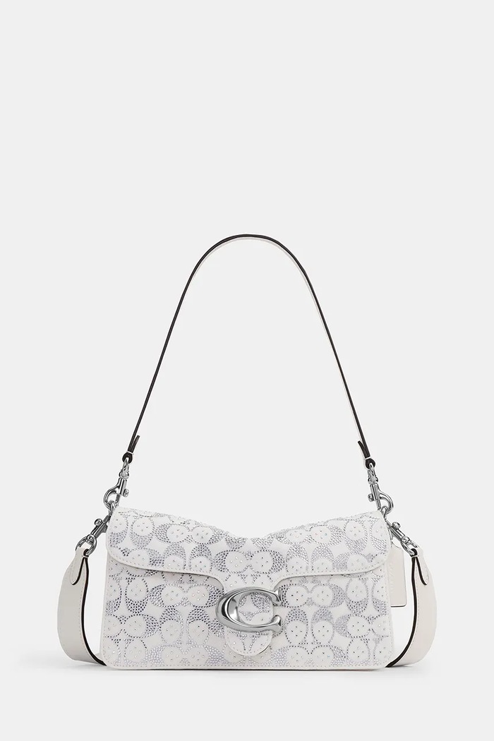 Coach torebka crossbody damska jeansowa Soft Crystal Denim Tabby Shoulder Bag 26 biały CEY98
