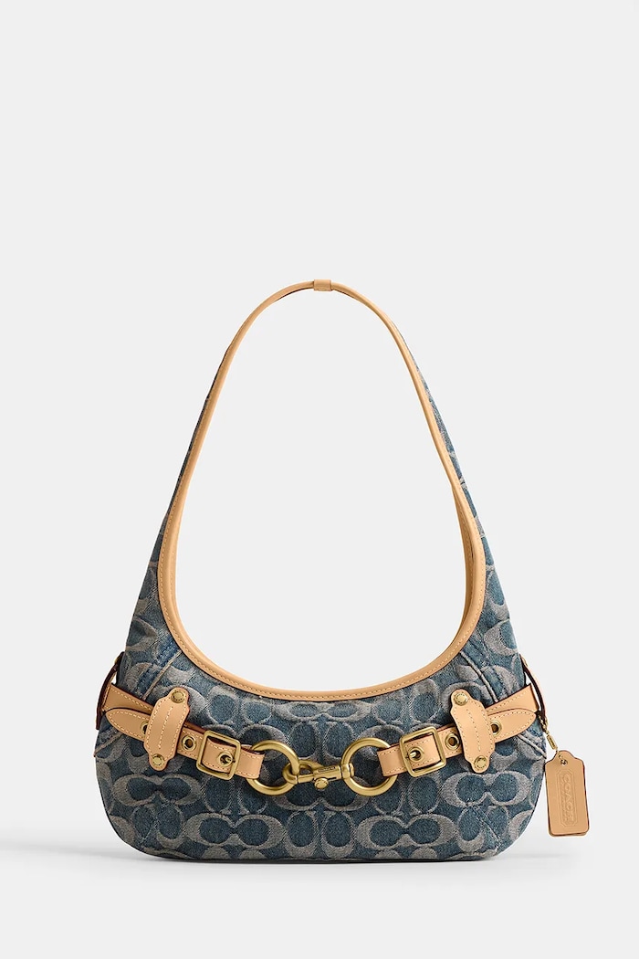 Coach torebka hobo damska jeansowa Belted Ergo Shoulder Bag 26 niebieski CEN94