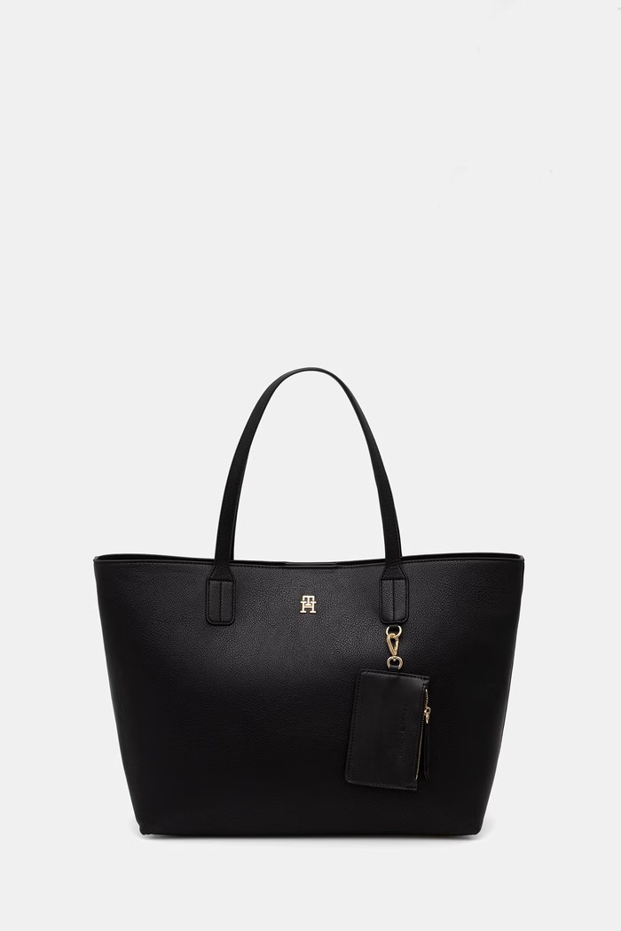 Tommy Hilfiger torebka shopper damska z imitacji skóry czarny AW0AW18724