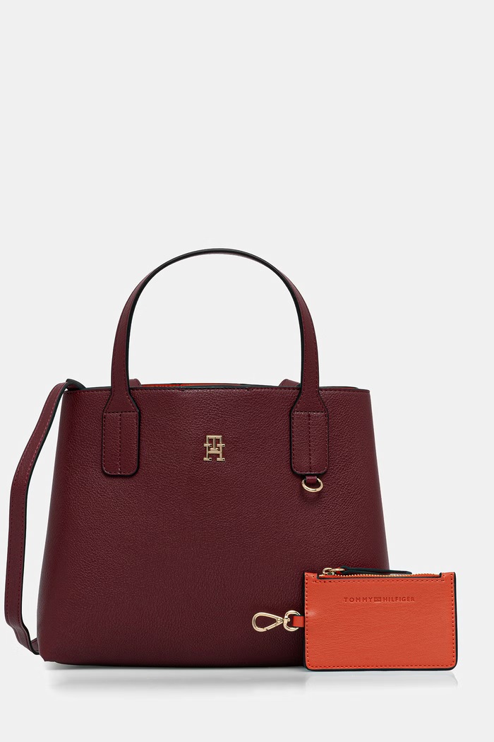 Tommy Hilfiger geantă crossbody pentru femei, cu imitație de piele burgundia AW0AW18722