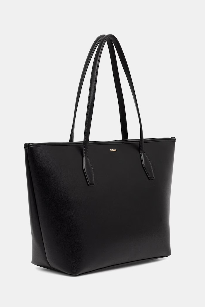BOSS torebka shopper damska z imitacji skóry Sandy Zip Shopper 50567622 czarny AW26