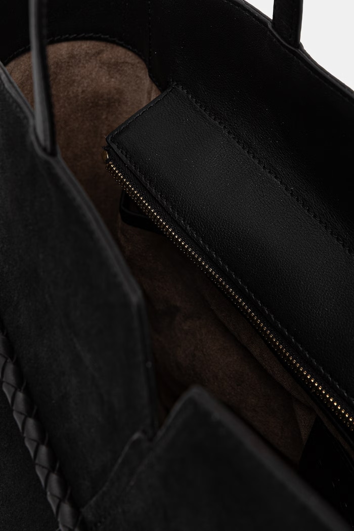 BOSS шопинг чанта дамска от велур BOSS REVERS TOTE S 50567606 черен