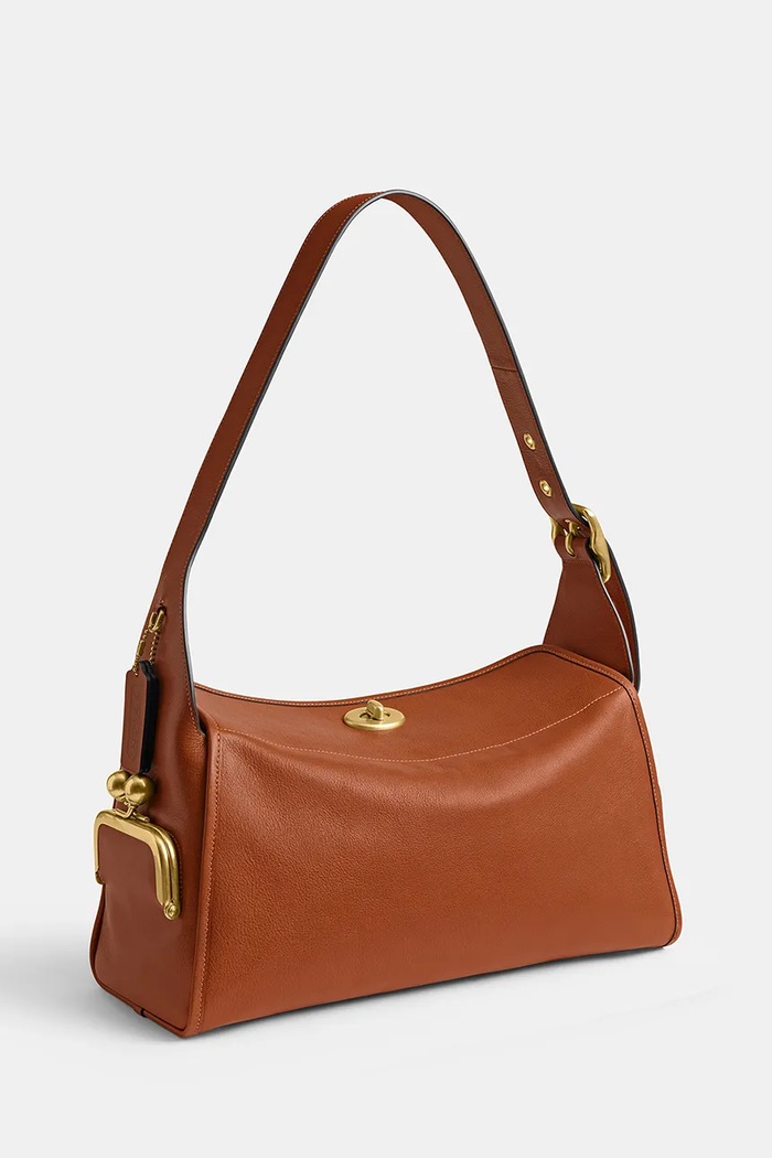 Akcesoria Coach torebka hobo damska skórzana Turnlock Haversack Bag CDZ12 brązowy