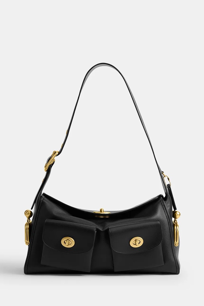 Coach torebka hobo damska skórzana Turnlock Haversack Bag czarny CDZ12