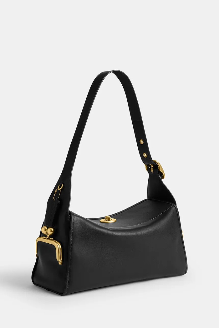 Akcesoria Coach torebka hobo damska skórzana Turnlock Haversack Bag CDZ12 czarny