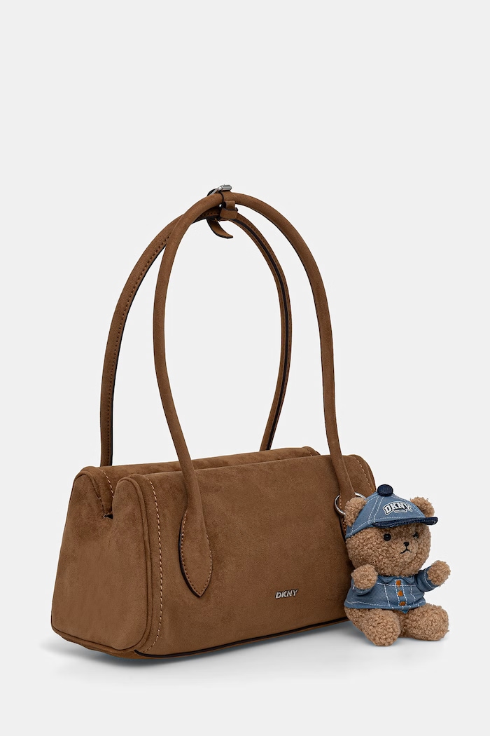 DKNY torebka damska z imitacji zamszu R62DMQ90 beżowy AW26