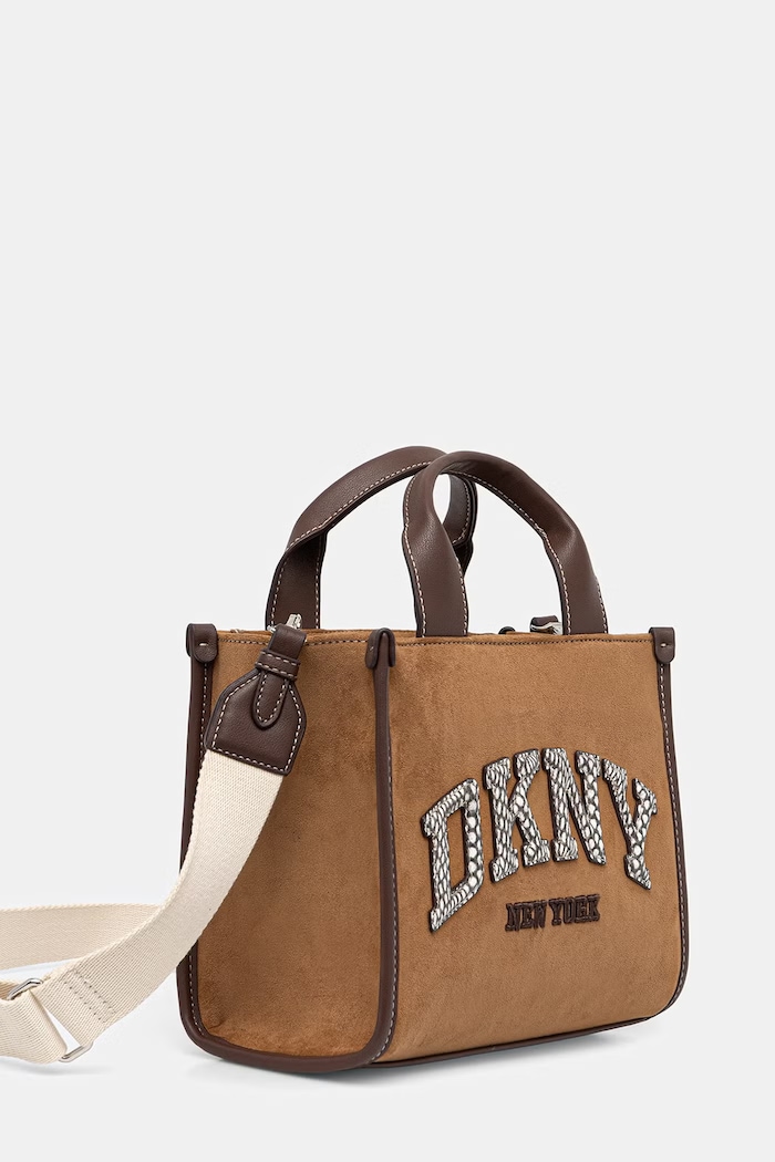 DKNY torebka damska z imitacji zamszu R62AMC80 beżowy AW26