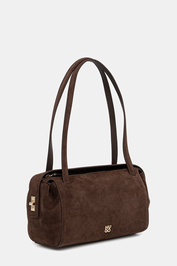 HUGO torebka bagietka damska z imitacji zamszu Meelo S_Duffle SM 50570070 brązowy AW26
