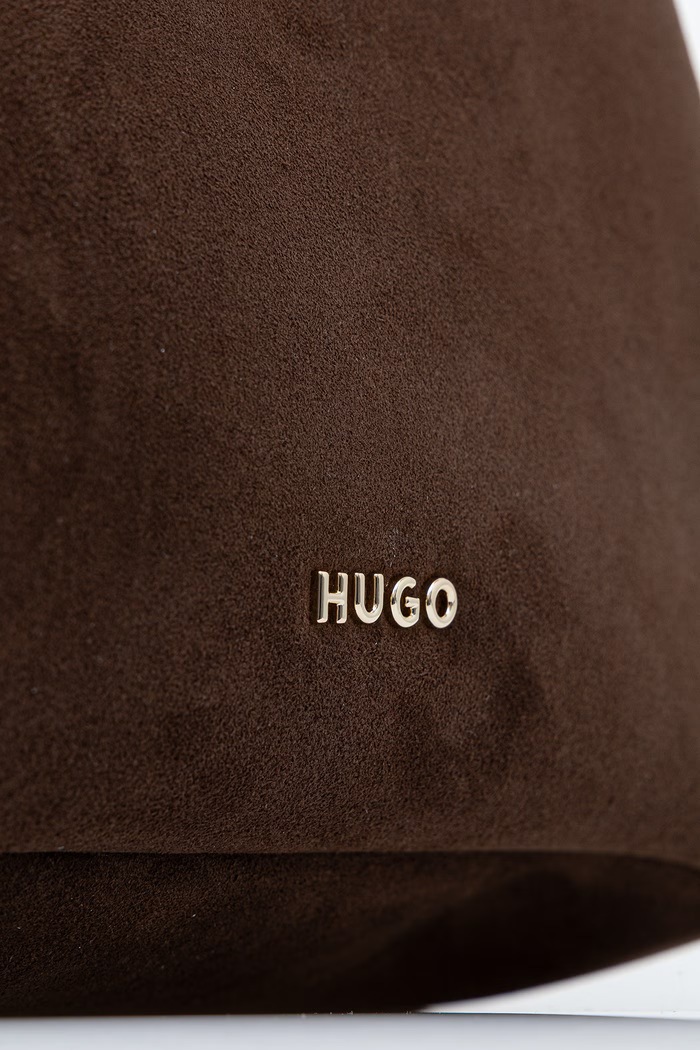 HUGO tote taška dámská z imitace semiše Orin 2.0S_Small Tote hnědá 50568033