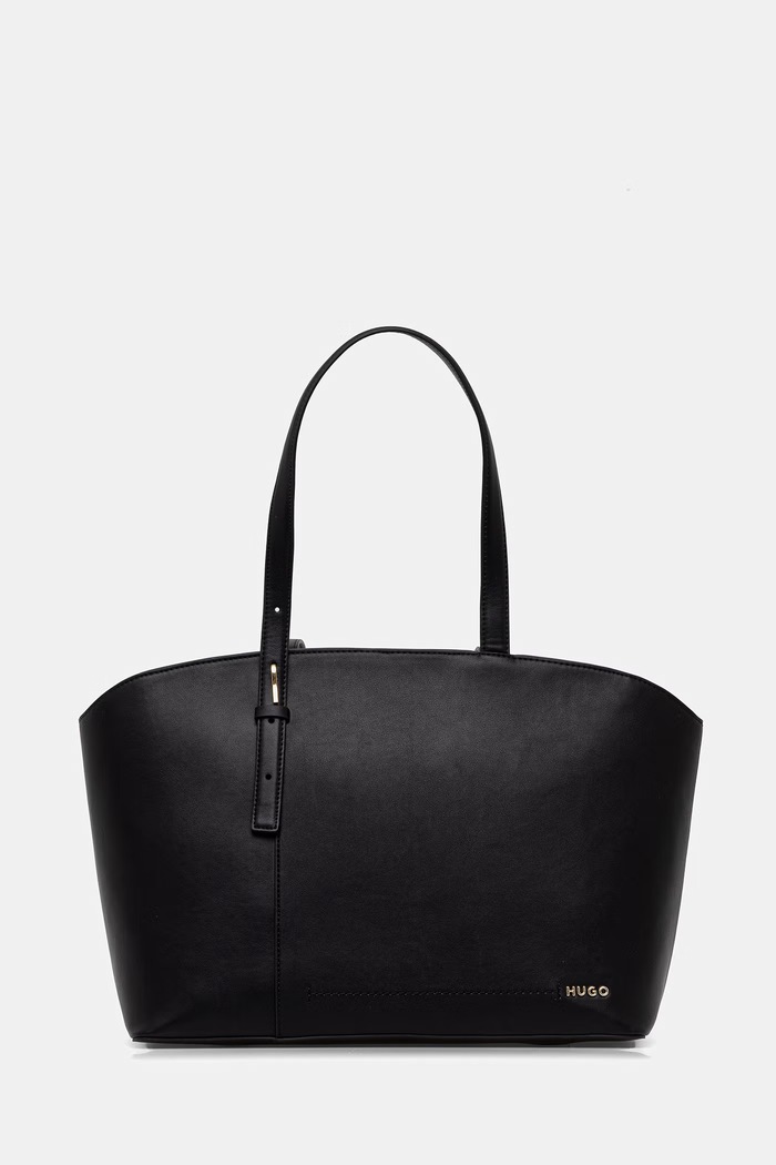 HUGO torebka shopper damska z imitacji skóry Yorih Tote zip czarny 50567720