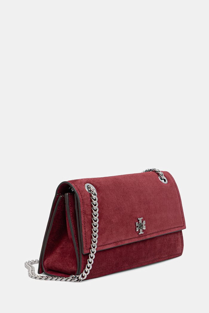 Tory Burch torebka damska zamszowa Kira 178857 bordowy AW26