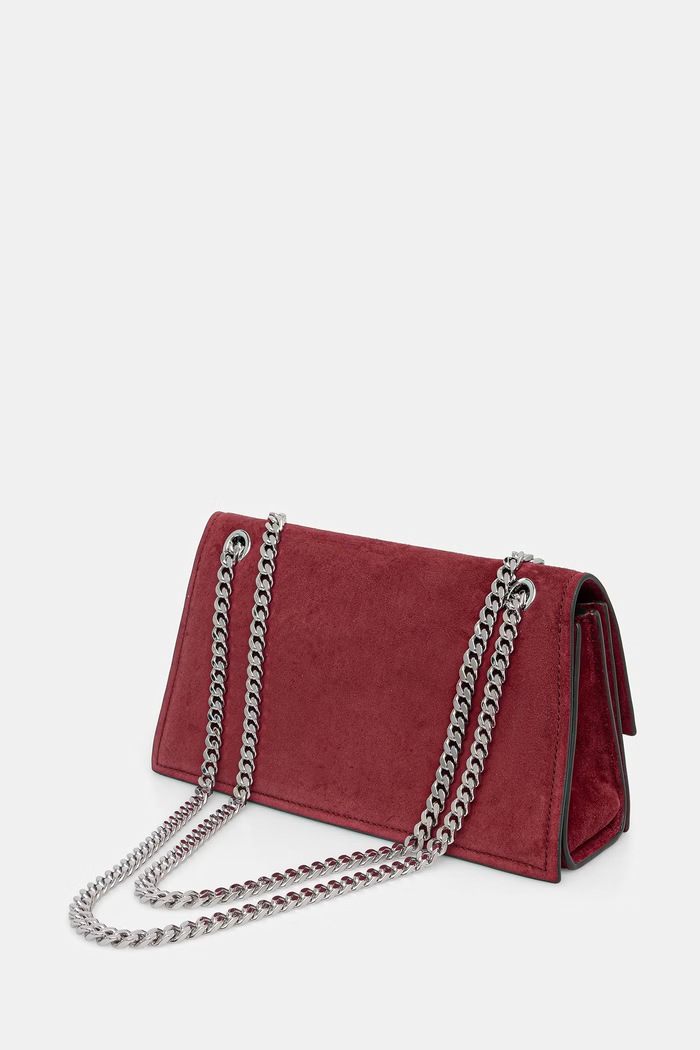 Akcesoria Tory Burch torebka damska zamszowa Kira 178857 bordowy