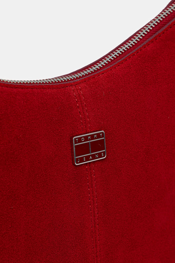 Dodatki Tommy Jeans klasična torbica ženska semišasta AW0AW18859 rdeča