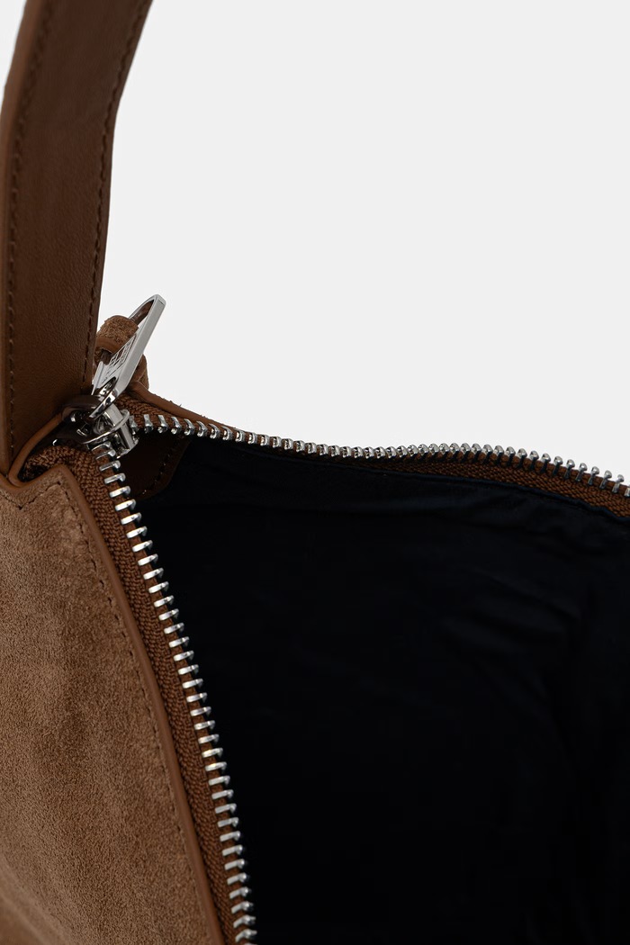 Tommy Jeans μικρή τσάντα γυναικεία δέρμα σουέτ AW0AW18859 καφέ