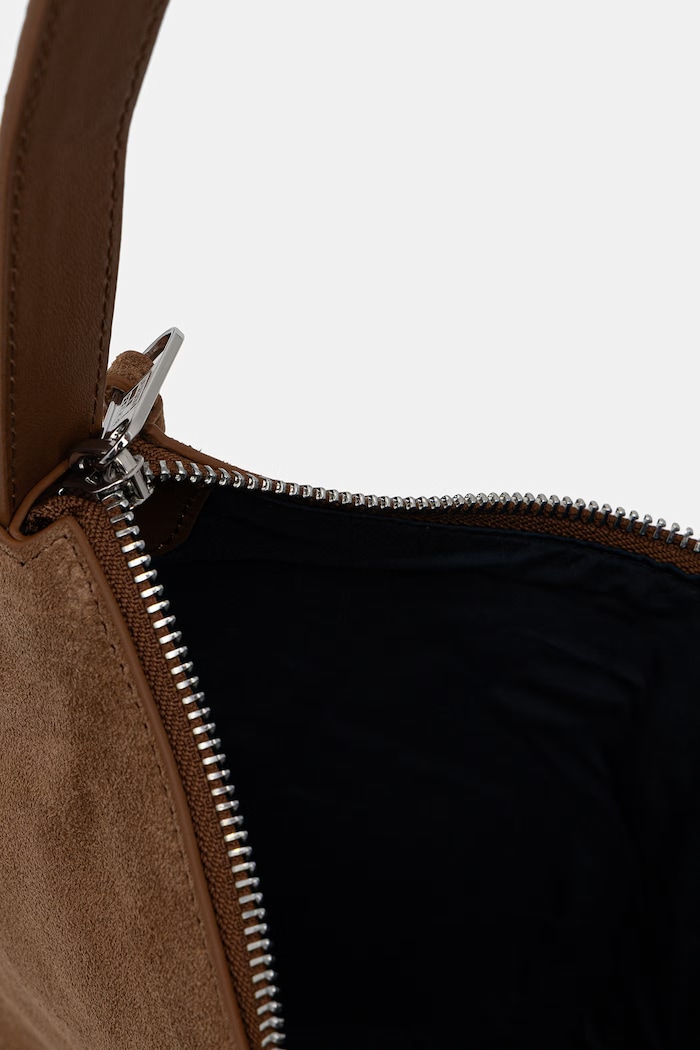 Tommy Jeans μικρή τσάντα γυναικεία δέρμα σουέτ AW0AW18859 καφέ