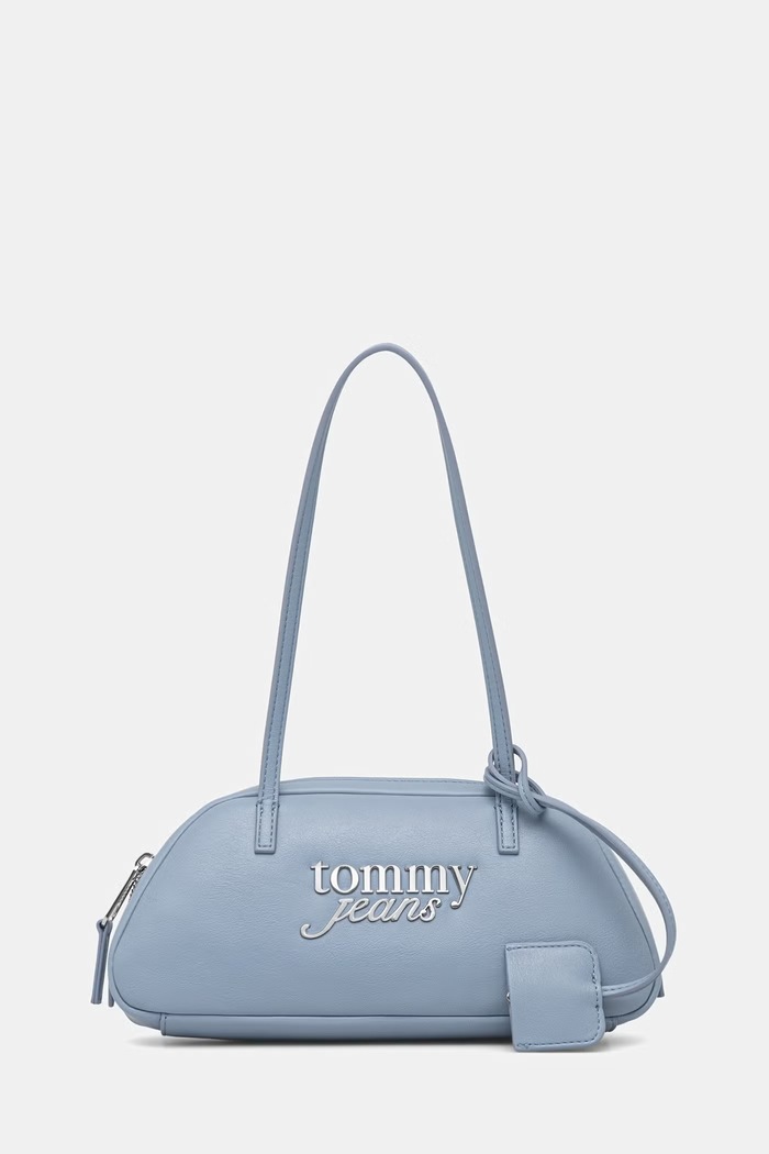 Tommy Jeans geantă baguette pentru femei, cu imitație de piele albastru AW0AW18787