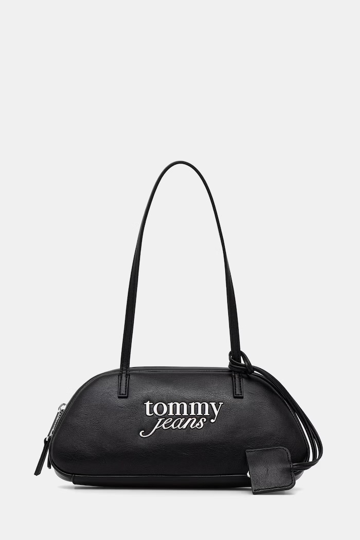 Tommy Jeans geantă baguette pentru femei, cu imitație de piele negru AW0AW18787