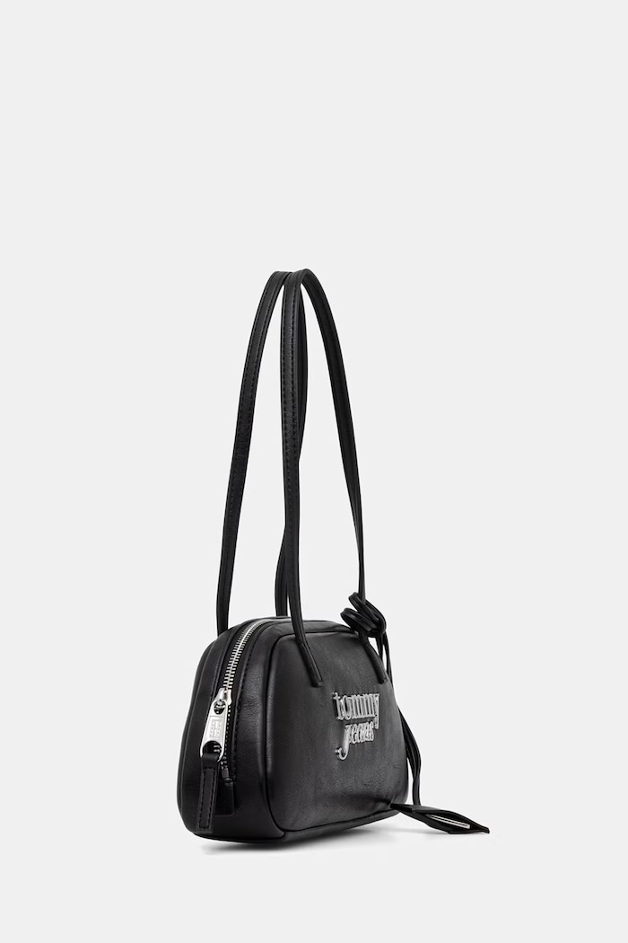 Tommy Jeans geantă baguette pentru femei, cu imitație de piele AW0AW18787 negru AW26