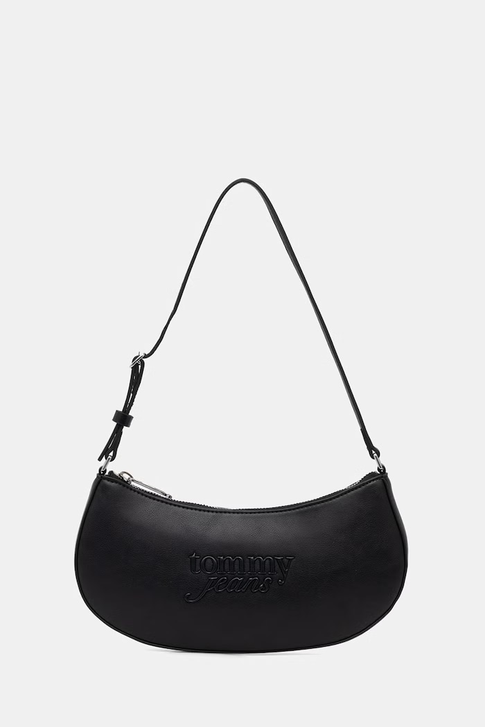 Tommy Jeans geantă baguette pentru femei, cu imitație de piele negru AW0AW18773
