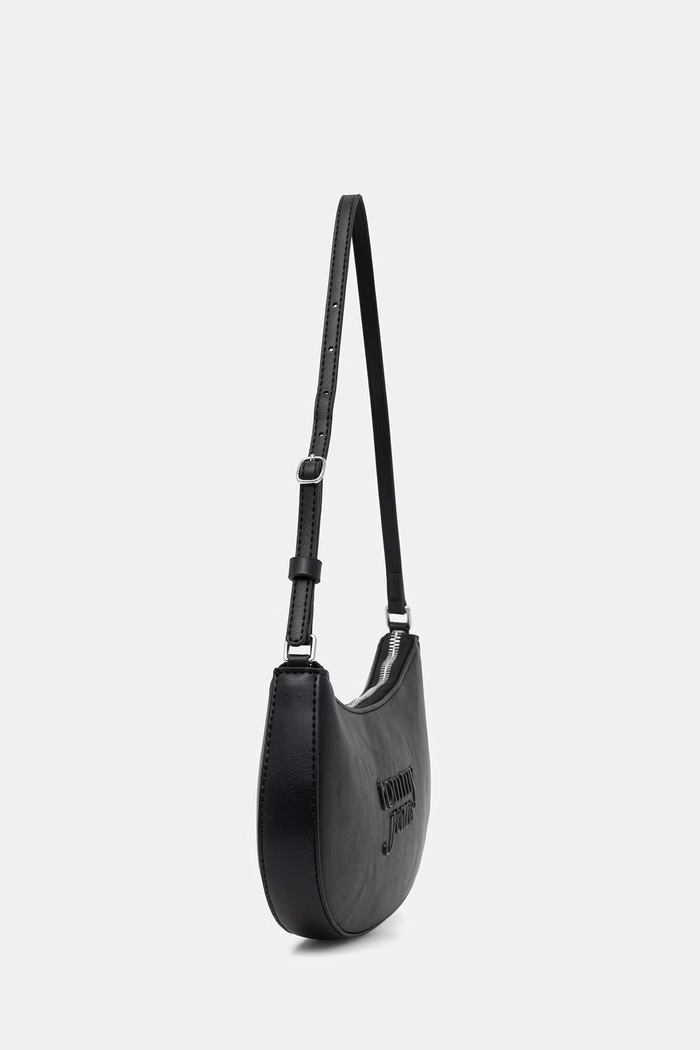 Tommy Jeans geantă baguette pentru femei, cu imitație de piele AW0AW18773 negru AW26