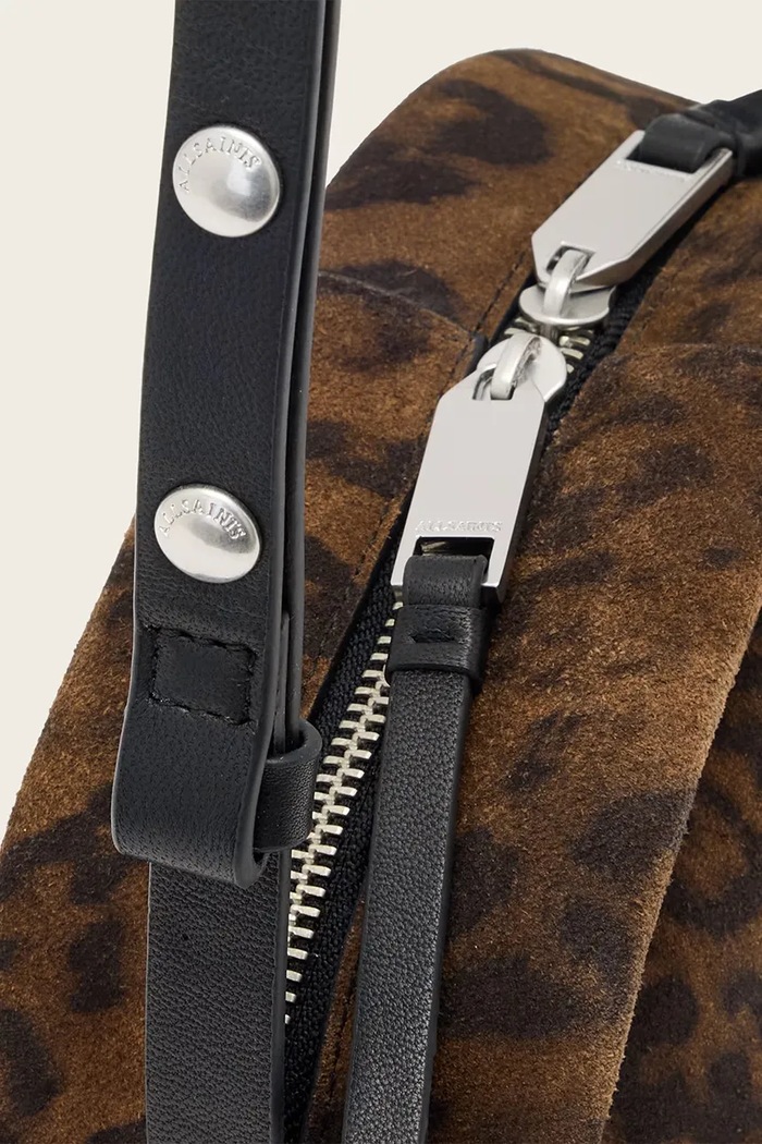 Akcesoria AllSaints torebka crossbody damska zamszowa ROSALIE W722XD brązowy
