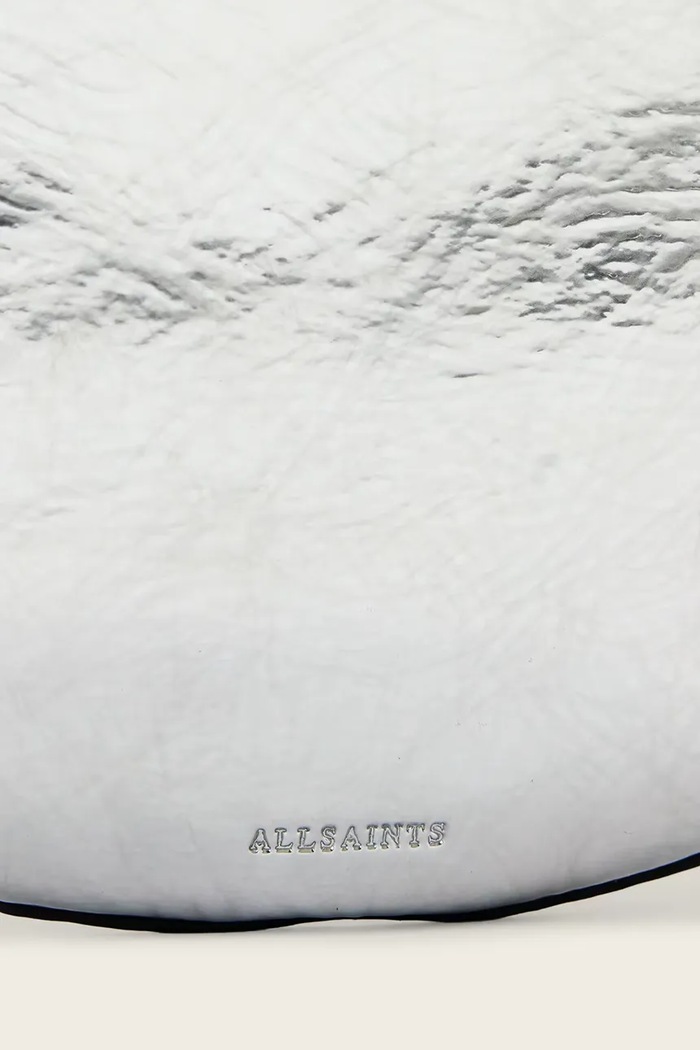 AllSaints hobo bag pentru femei, din piele LUNA W718XD argintiu