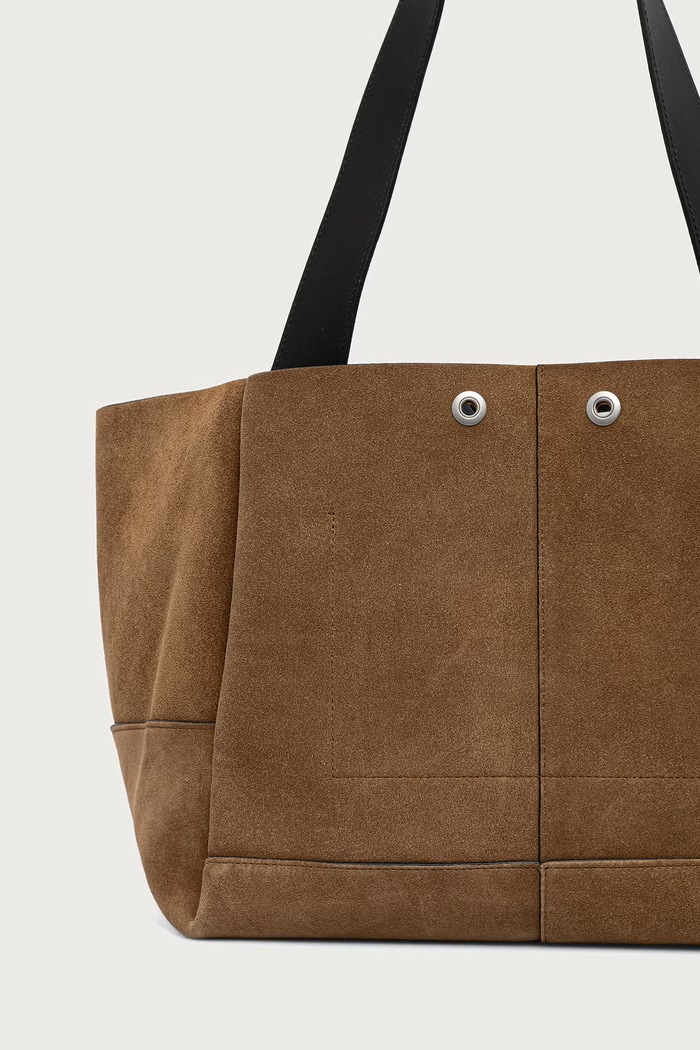Kiegészítők AllSaints Shopper női velúrbőr ROSALIE W715XD barna