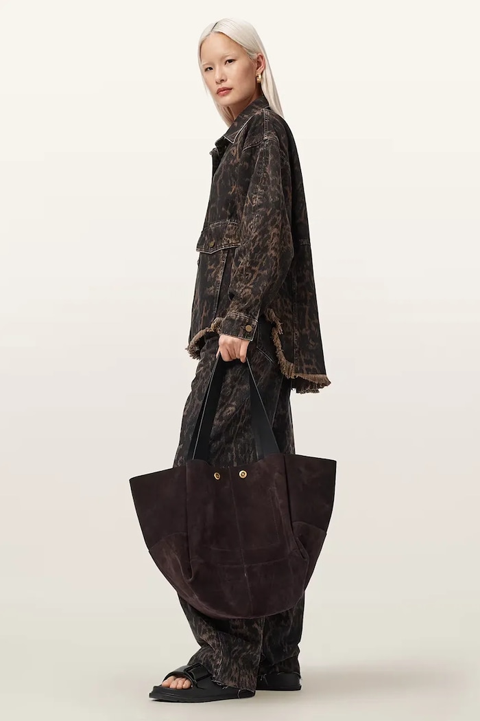 AllSaints torebka shopper damska zamszowa ROSALIE W715XD