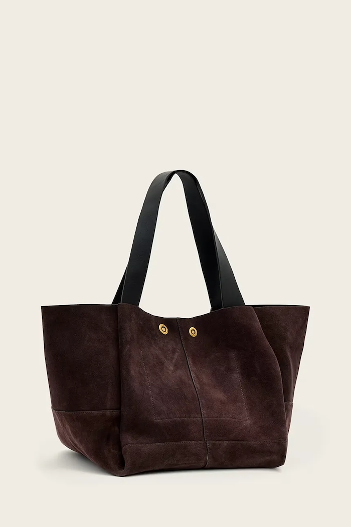 AllSaints torebka shopper damska zamszowa ROSALIE W715XD brązowy AW26