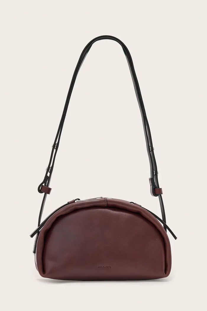 AllSaints Torebka crossbody damska skórzana ROSALIE bordowy W710XD
