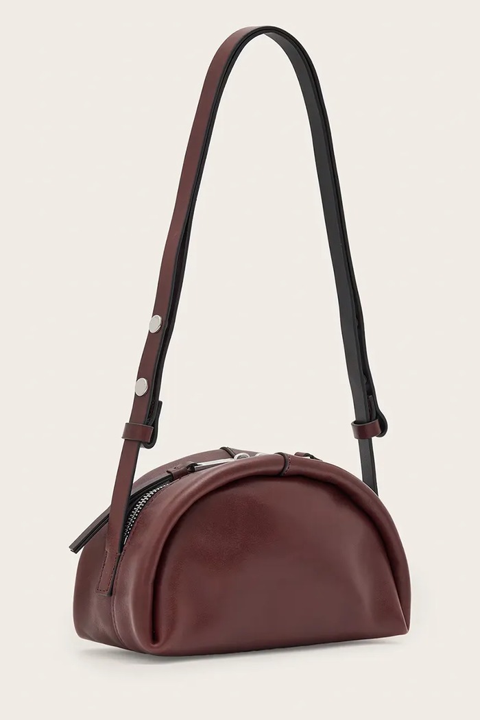 AllSaints Torebka crossbody damska skórzana ROSALIE W710XD bordowy AW26