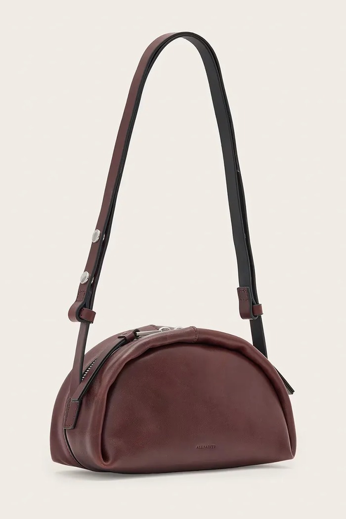 Akcesoria AllSaints Torebka crossbody damska skórzana ROSALIE W710XD bordowy