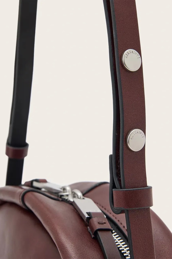 Torebka crossbody damska skórzana ROSALIE AllSaints bordowy W710XD