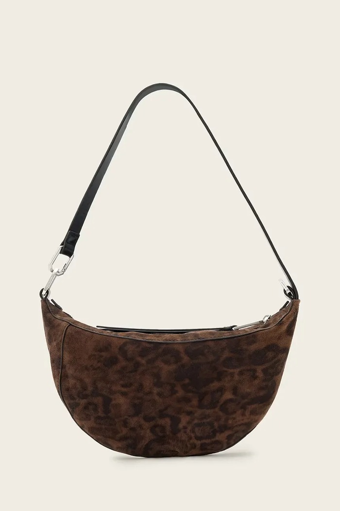 AllSaints torebka hobo damska zamszowa LUNA brązowy W681XD