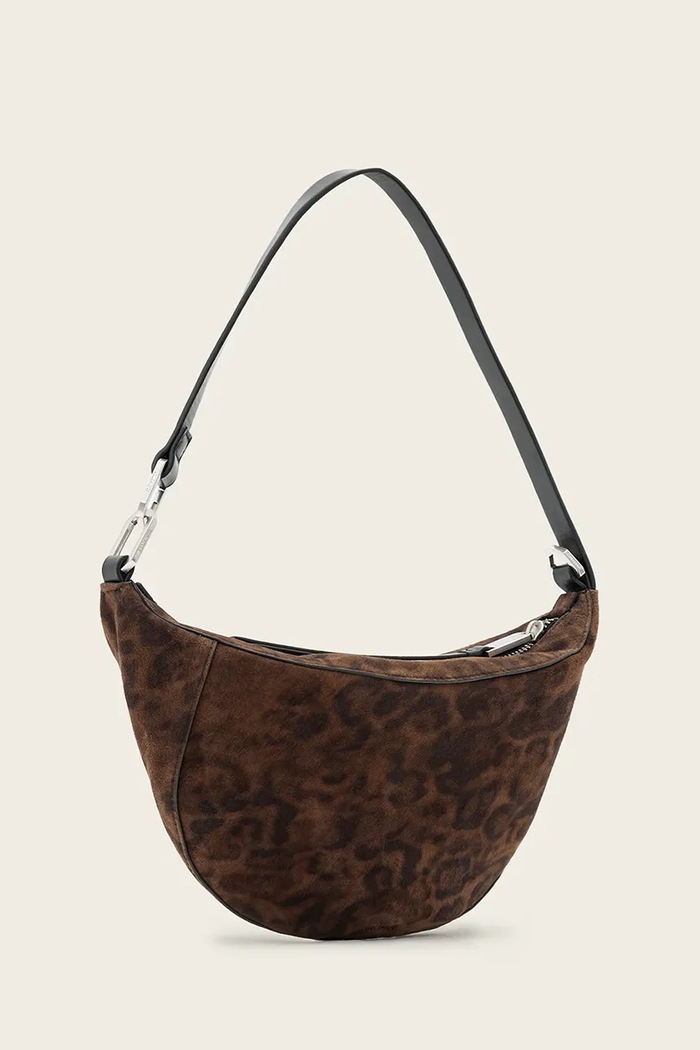 AllSaints torebka hobo damska zamszowa LUNA W681XD brązowy AW26