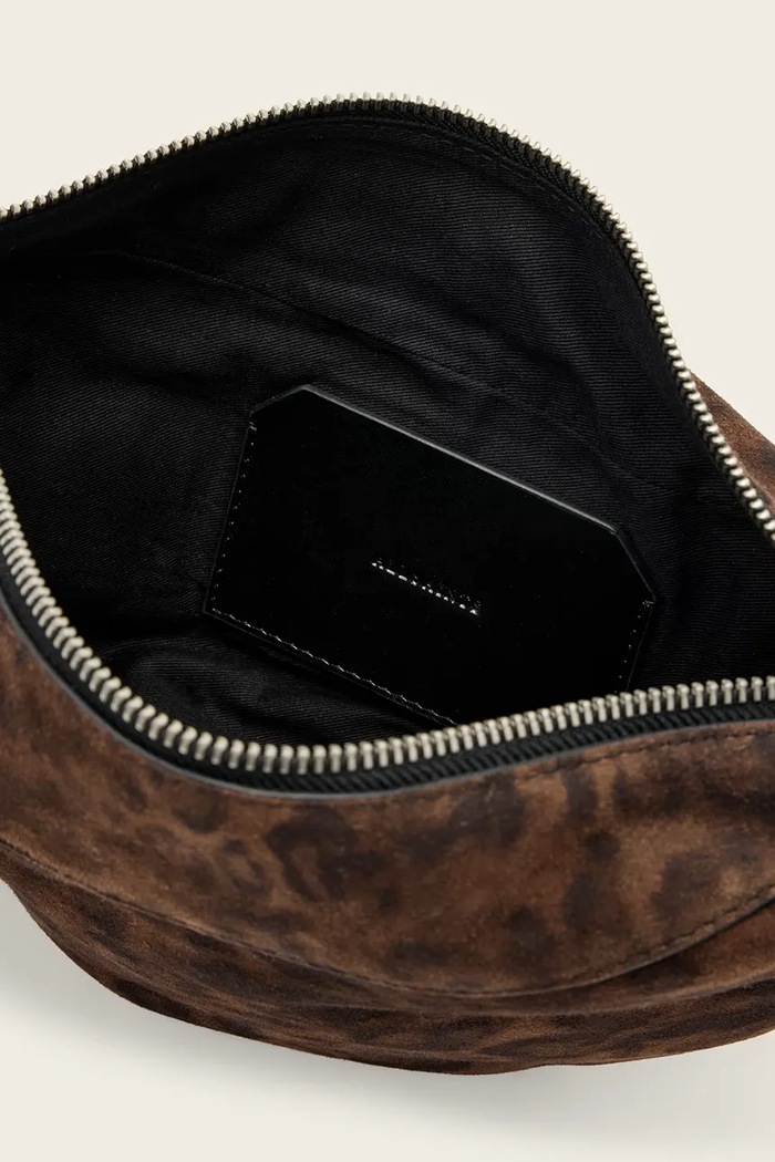 AllSaints torebka hobo damska zamszowa LUNA brązowy W681XD